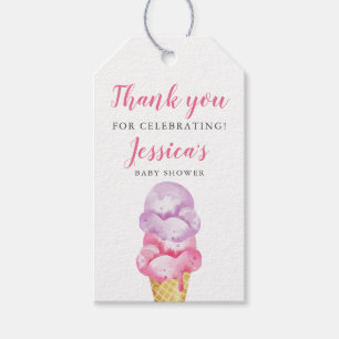 Baby shower Crème de glace rose Étiquettes cadeaux