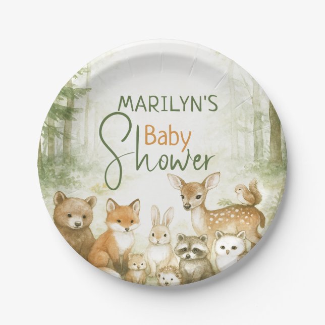 Baby Shower Cute Baby Animals Pappteller (Vorderseite)