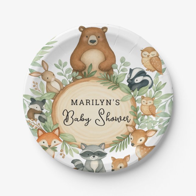 Baby Shower Cute Baby Animals Pappteller (Vorderseite)