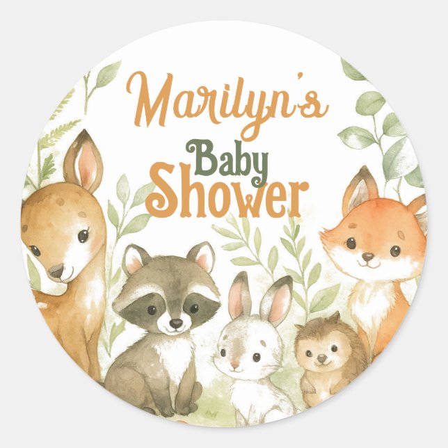 Baby Shower Cute Baby Animals Runder Aufkleber (Vorderseite)
