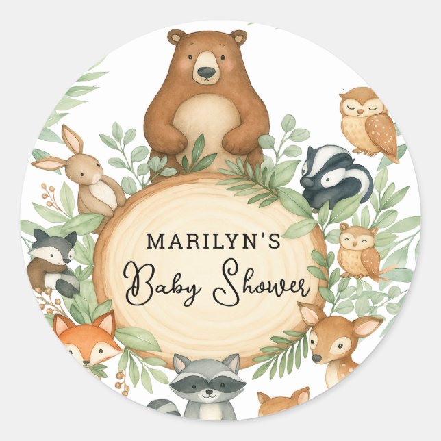 Baby Shower Cute Baby Animals Runder Aufkleber (Vorderseite)