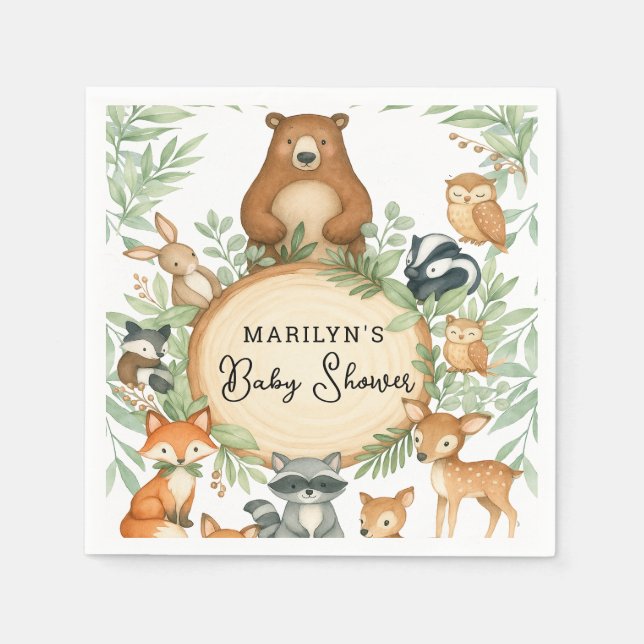 Baby Shower Cute Baby Animals Serviette (Vorderseite)