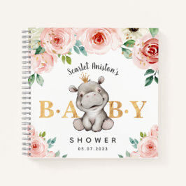 Baby Shower Cute Hippo Floral Guest Book Notizbuch