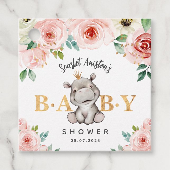 Baby Shower Cute Hippopotamus Thank You Geschenkanhänger (Vorderseite)