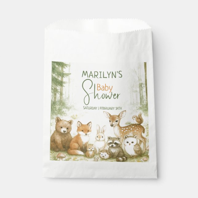Baby Shower Cute Woodland Baby Animals Geschenktütchen (Vorderseite)