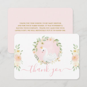 Baby shower cygne Carte de remerciements plat fill