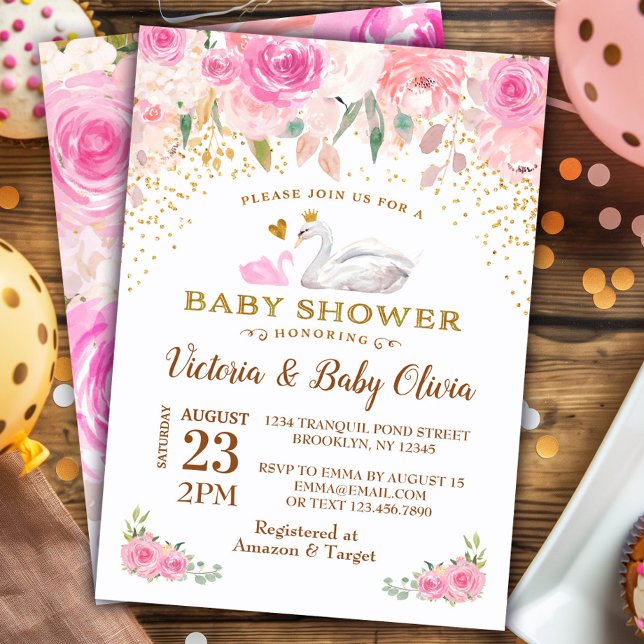 Baby shower cygne Invitation fille Swan Princesse (Créateur téléchargé)