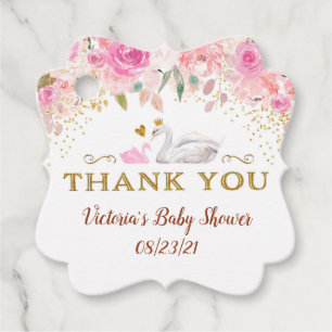 Baby shower cygne Merci Favoriser les étiquettes O