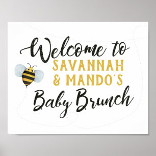 Baby shower d'abeilles Brunch Affiche de bienvenue
