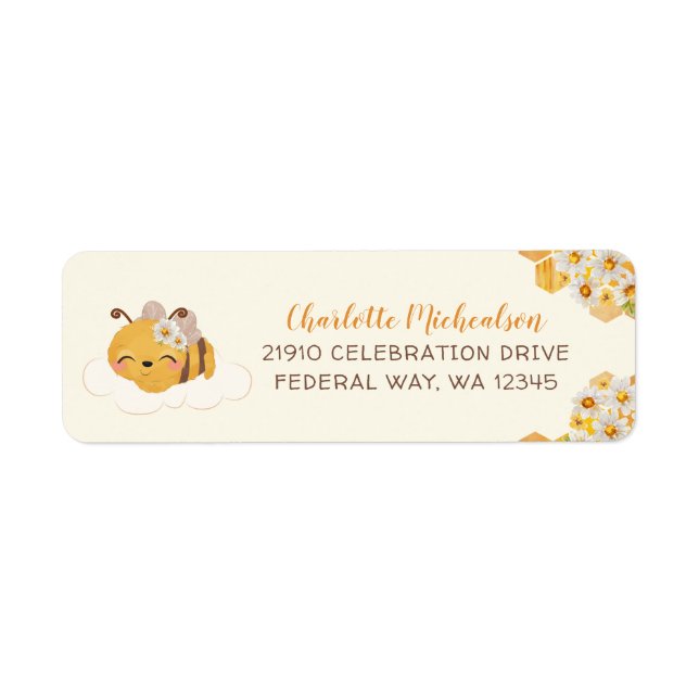 Baby shower d'abeilles Honeycombs Étiquette floral (Devant)