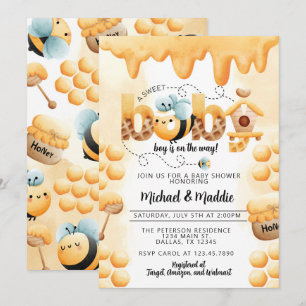 Baby shower d'abeilles miel mignonne Invitation d'