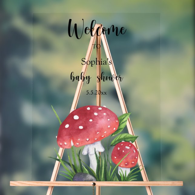 Baby shower d'accueil champignons (Neutre)