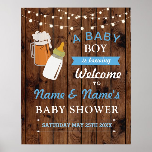 Baby shower d'accueil Poster Signer Bière Brasseri (Devant)