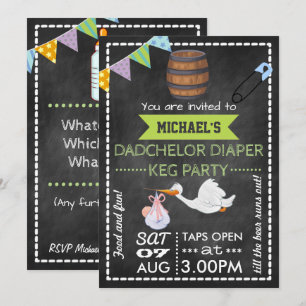 Baby-Shower-Dadchelor-Fass-Party-Schiefertafel Einladung