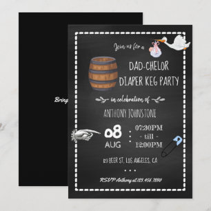 Baby-Shower-Dadchelor-Fass-Party-Schiefertafel Einladung