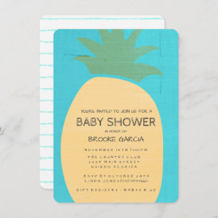 Baby shower d'ananas bleu tropical Invitation