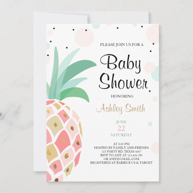 Baby shower d'ananas invitation Mariage tropicale (Devant)