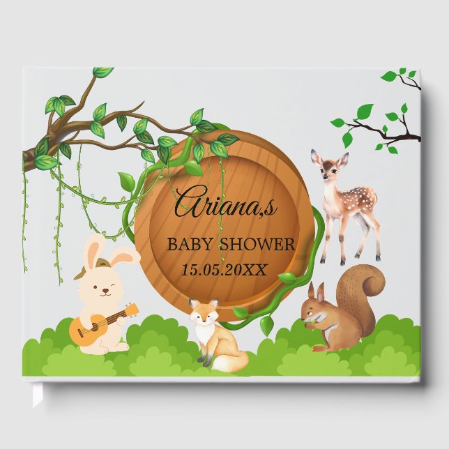 Baby shower d'animaux forestiers Livre d'or (Recto)