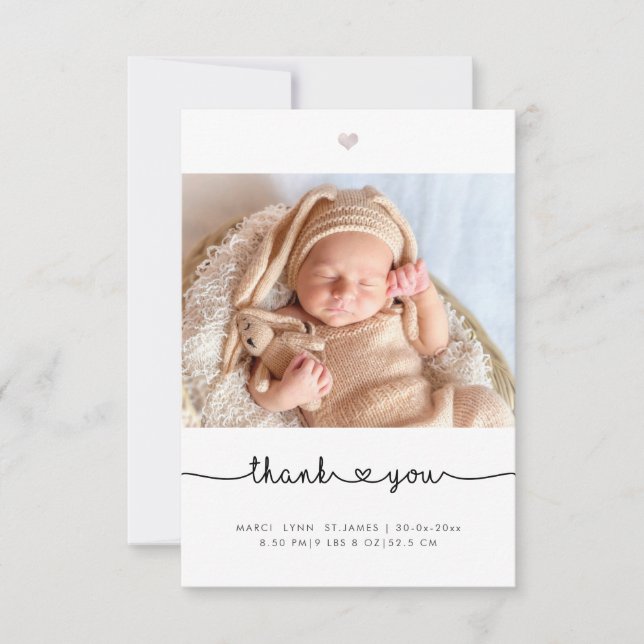 Baby Shower Danke Chic Liebe Script (Vorderseite)