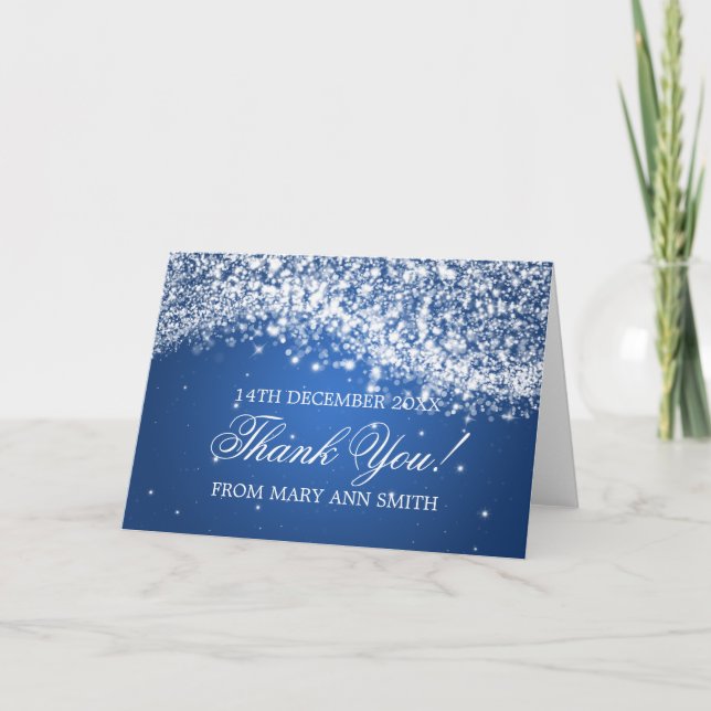 Baby Shower Danke, dass Sie sparkling Wave Blue Dankeskarte (Vorderseite)