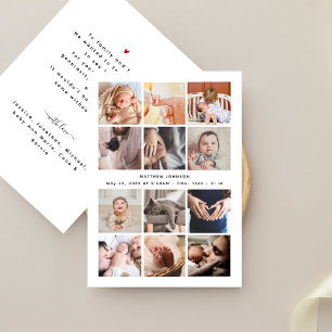 Baby-Shower-Dankeschön Minimalistisch 12 Foto-Coll Ankündigung