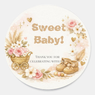 Baby-Shower-Dankeschön   Süße Babygestaltung Runder Aufkleber