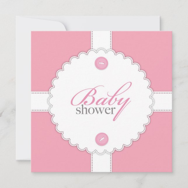 Baby shower Dantel Girl Flat Invitation (Devant)