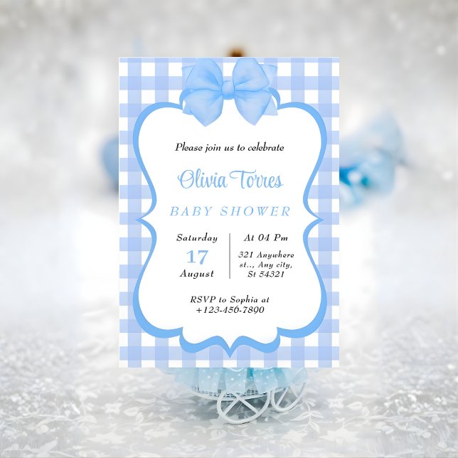 baby shower d'aquarelle bleu blanc Invitation (Créateur téléchargé)
