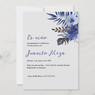 Baby shower d'aquarelle bleu invitation pour garço