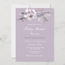 Baby shower d'aquarelle florale violet Invitation