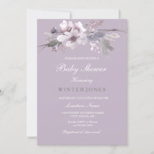 Baby shower d'aquarelle florale violet Invitation
