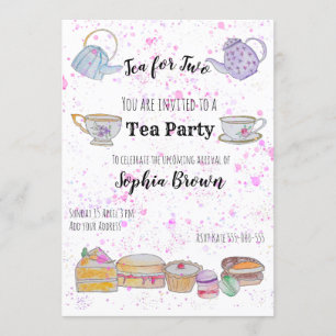 Baby shower d'aquarelle invitation (fille)