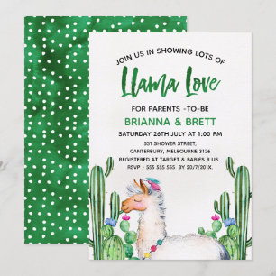 Baby shower d'aquarelle Llama Cacus Invitation