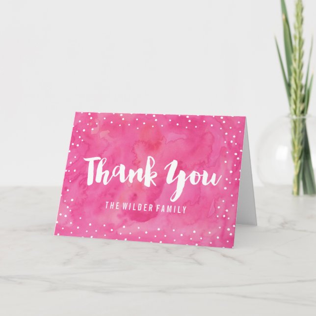 Baby shower d'aquarelle rose | CARTE DE REMERCIEME (Devant)