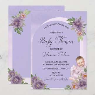 Baby shower d'aquarelle violet Invitation