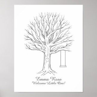 Baby-Shower-Daumenabdruck-Baum-Gästebuch Poster