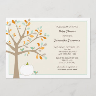 baby shower d'automne citrouille blanc invitations