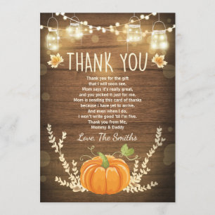 Baby shower d'automne citrouille carte de remercie