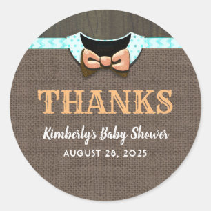 Baby shower d'automne Merci Sticker rond classique