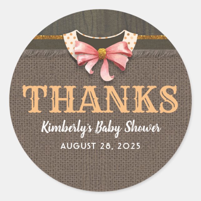 Baby shower d'automne Merci Sticker rond classique (Devant)