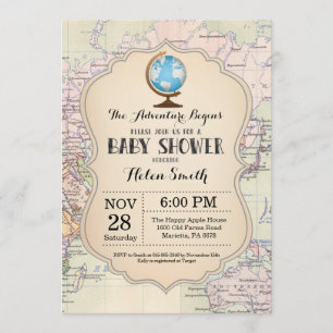 Baby shower d'aventure Invitation Carte Travel Wor