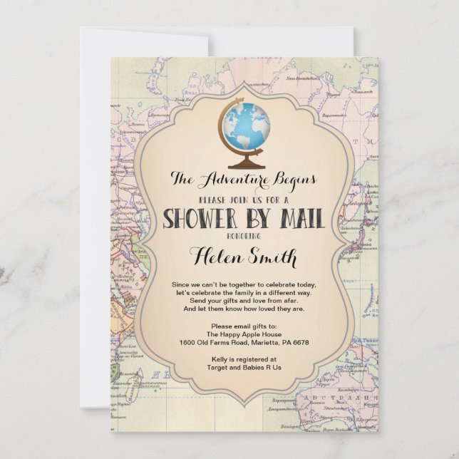 Baby shower d'aventure par carte postale Travel Wo (Devant)