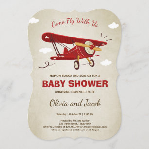 Baby shower d'avion Invitation Voyage Aventure