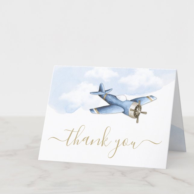 Baby shower d'avion vintage Merci Cartes (Add your message or leave blank for your handwritten message.)