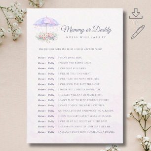 Baby Shower d'Avril Printemps Carte "Devinez qui a