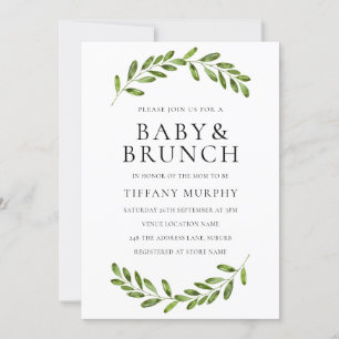 Baby shower de  à feuilles modernes Invitation de 