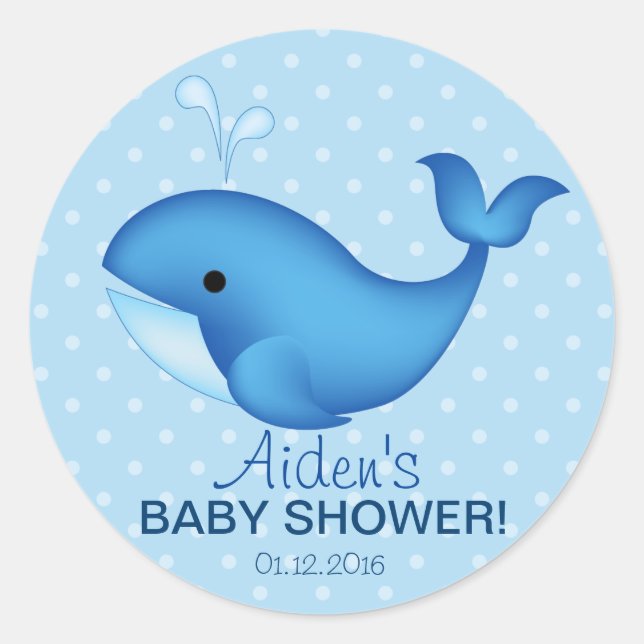 Baby shower de baleine merci autocollant (Devant)