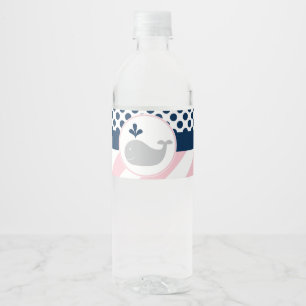 Baby shower de baleine rose Étiquettes bouteille d