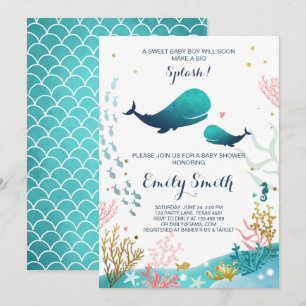 Baby shower de baleines Invitation Océan Ahoy Boy 