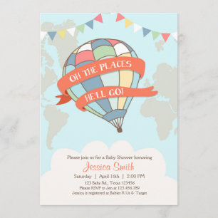 Baby shower de ballon à chaud invitation Blue Boy